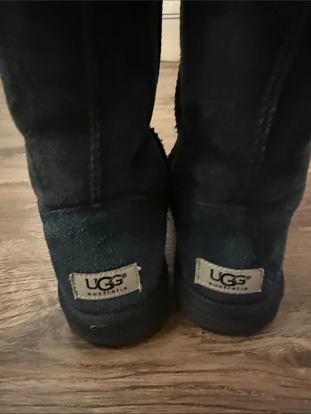 UGG Black Tall Suede Winter Boots with Shearling Size 7
